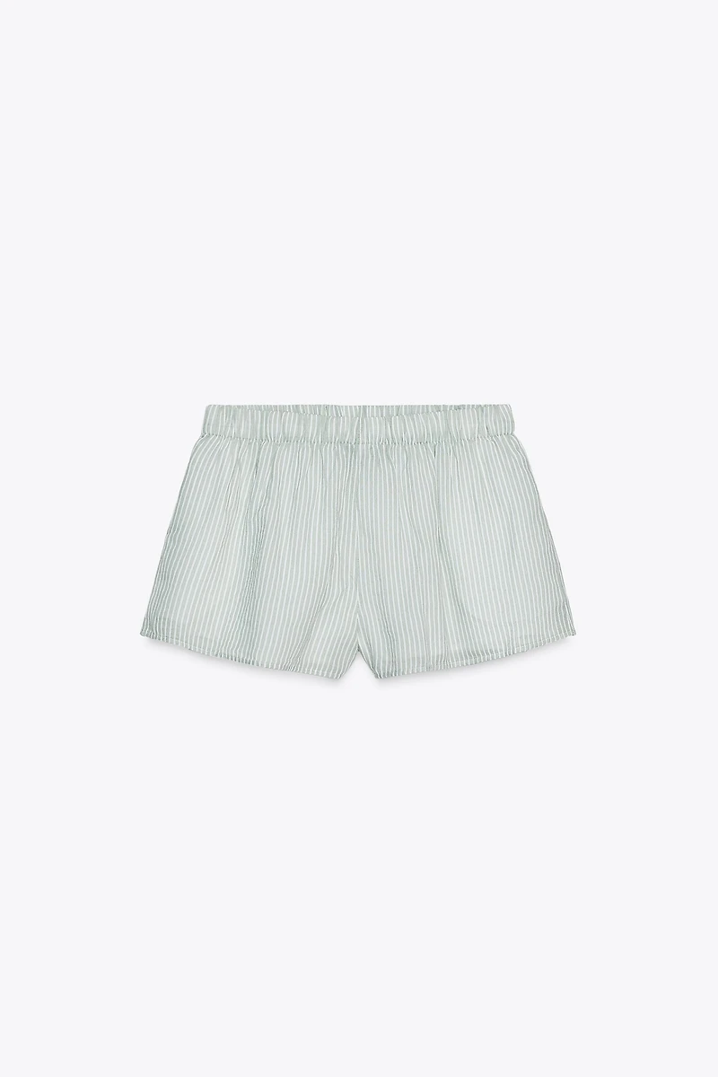 STRIPED GAUZE PAJAMA SHORTS
