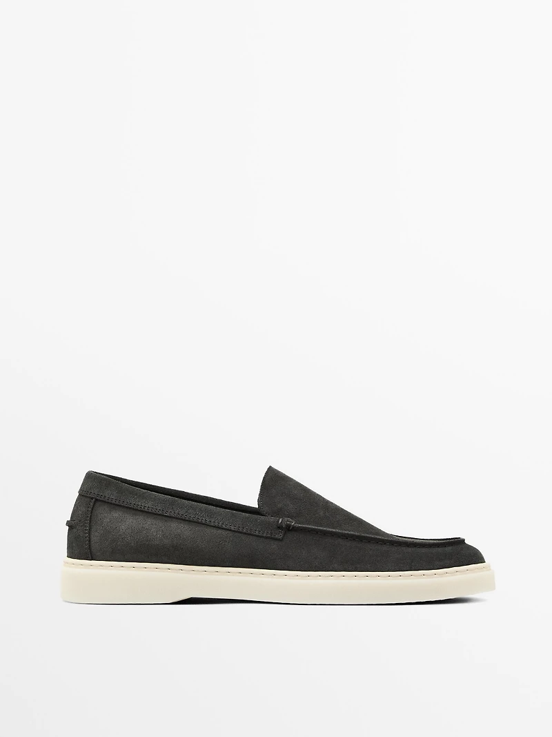 Mocassin à ganse en cuir croûte de