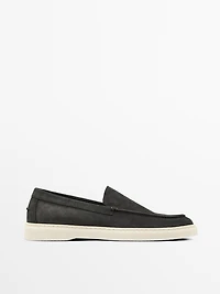 Mocassin à ganse en cuir croûte de