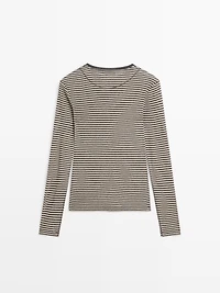 Long-sleeve cotton blend T-shirt