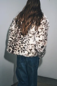 ANIMAL PRINT FAUX FUR JACKET ZW COLLECTION