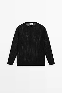 Cutwork knit button-up sweater - STUDIO