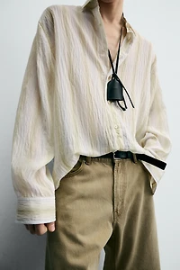 STRIPED FLOWY SHIRT