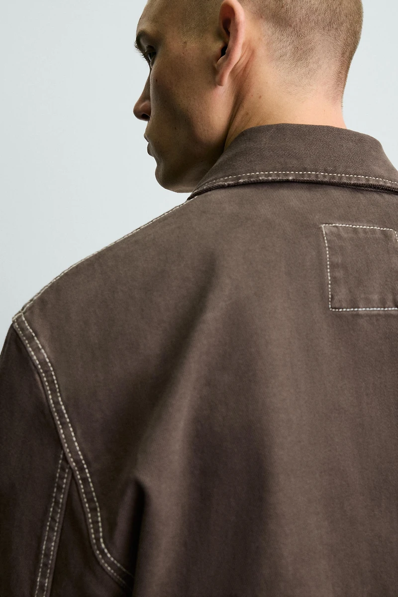 BLOUSON COUPE BOX CONTRASTE