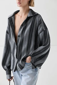 Chemise fluide rayée en coton et lin