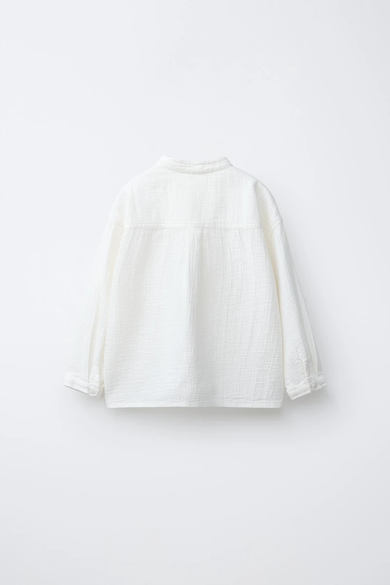 TEXTURED SHIRT WITH MANDARIN COLLAR