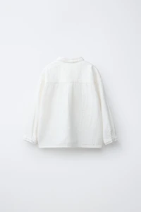 TEXTURED SHIRT WITH MANDARIN COLLAR