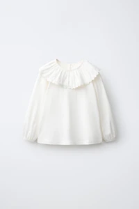 EMBROIDERED PETER PAN COLLAR T-SHIRT