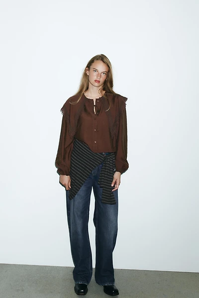 FLOWY SHIRT WITH PETER PAN COLLAR