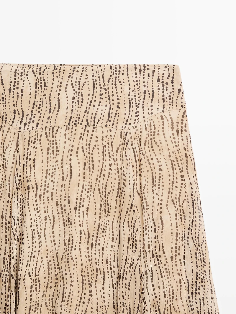 Polka dot print flared midi skirt