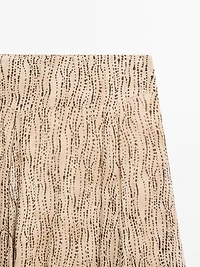 Polka dot print flared midi skirt