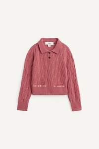 LIMITED EDITION CABLE KNIT 100% WOOL POLO SHIRT