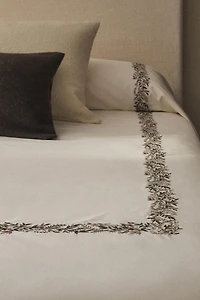 SATEEN DUVET COVER WITH EMBROIDERED LEAVES