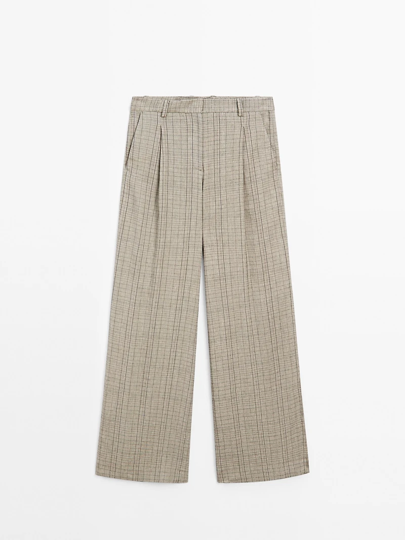 Check print suit trousers