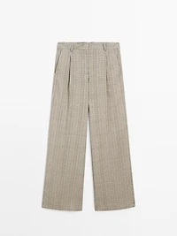 Check print suit trousers