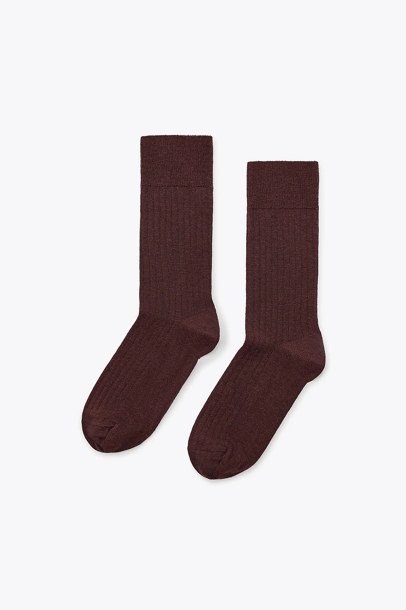 WOOL BLEND RIB SOCKS