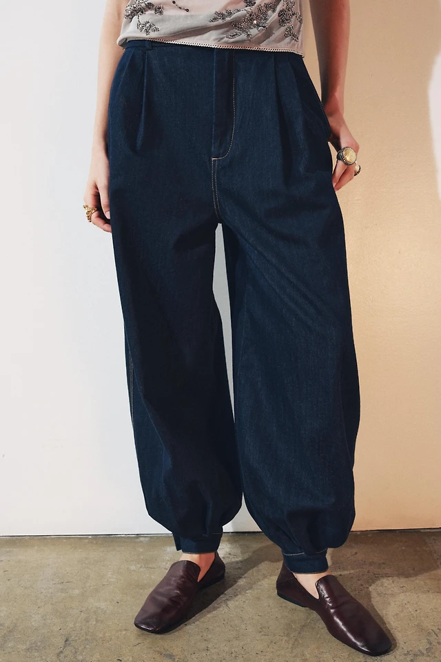 Pantalon Court (pantacourt) Jean Zara Taille 36 Bleu Brut - Coupe Droite - Occasion Très Bon état