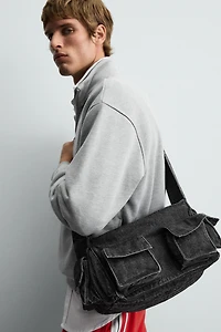 MULTI-POCKET DENIM CROSSBODY BAG