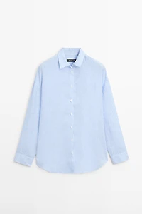 Flowing striped 100% linen shirt