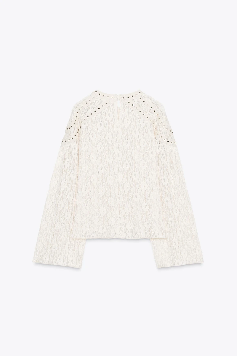STUDDED LACE TOP