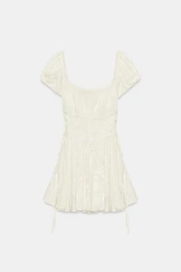 JACQUARD MINI DRESS WITH TIES