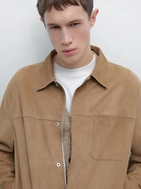 Veste en cuir effet daim avec détail poche