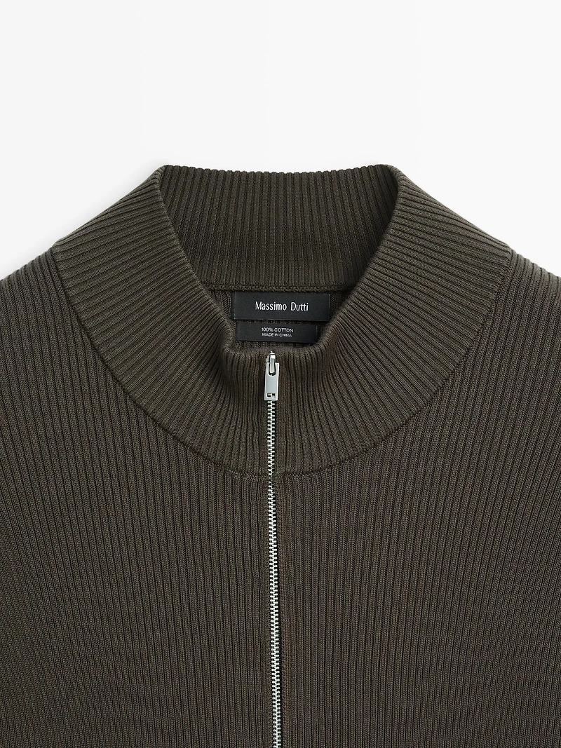 100% cotton zip cardigan