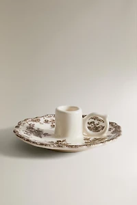 FLORAL EARTHENWARE CANDLEHOLDER