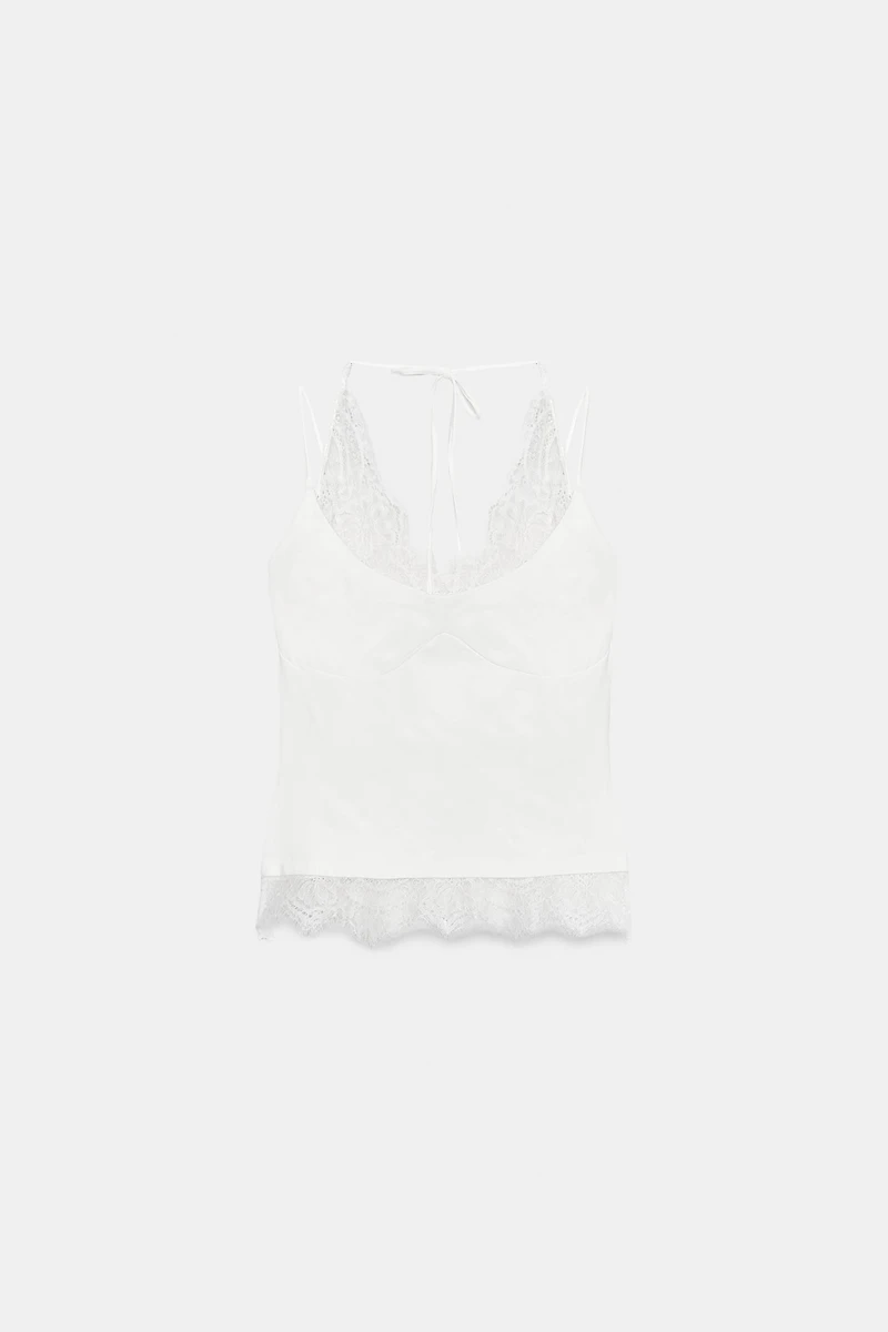 TOP HALTER BIMATIÈRE EN DENTELLE