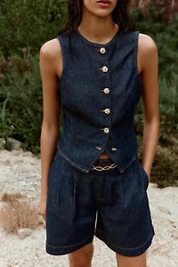 Z1975 GOLD BUTTON DENIM VEST