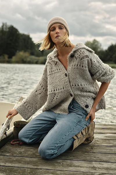POINTELLE CHUNKY KNIT CARDIGAN