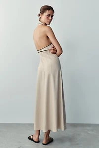 LINEN CONTRAST TRIM DRESS