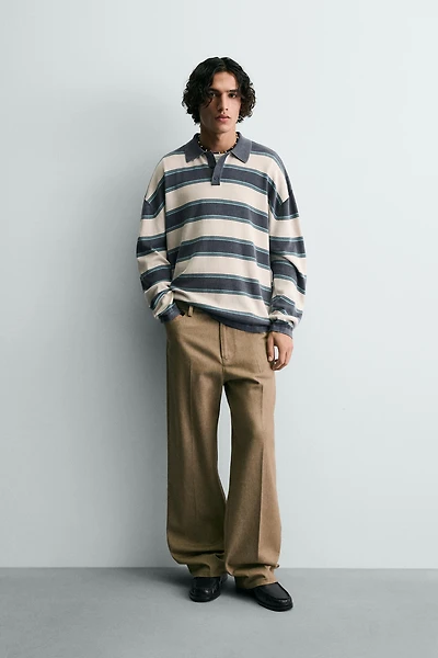 STRIPED RELAXED FIT KNIT POLO