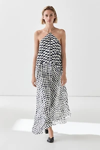 Printed flared midi dress