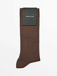 Ribbed silk blend socks