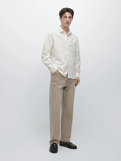 Regular fit linen blend shirt