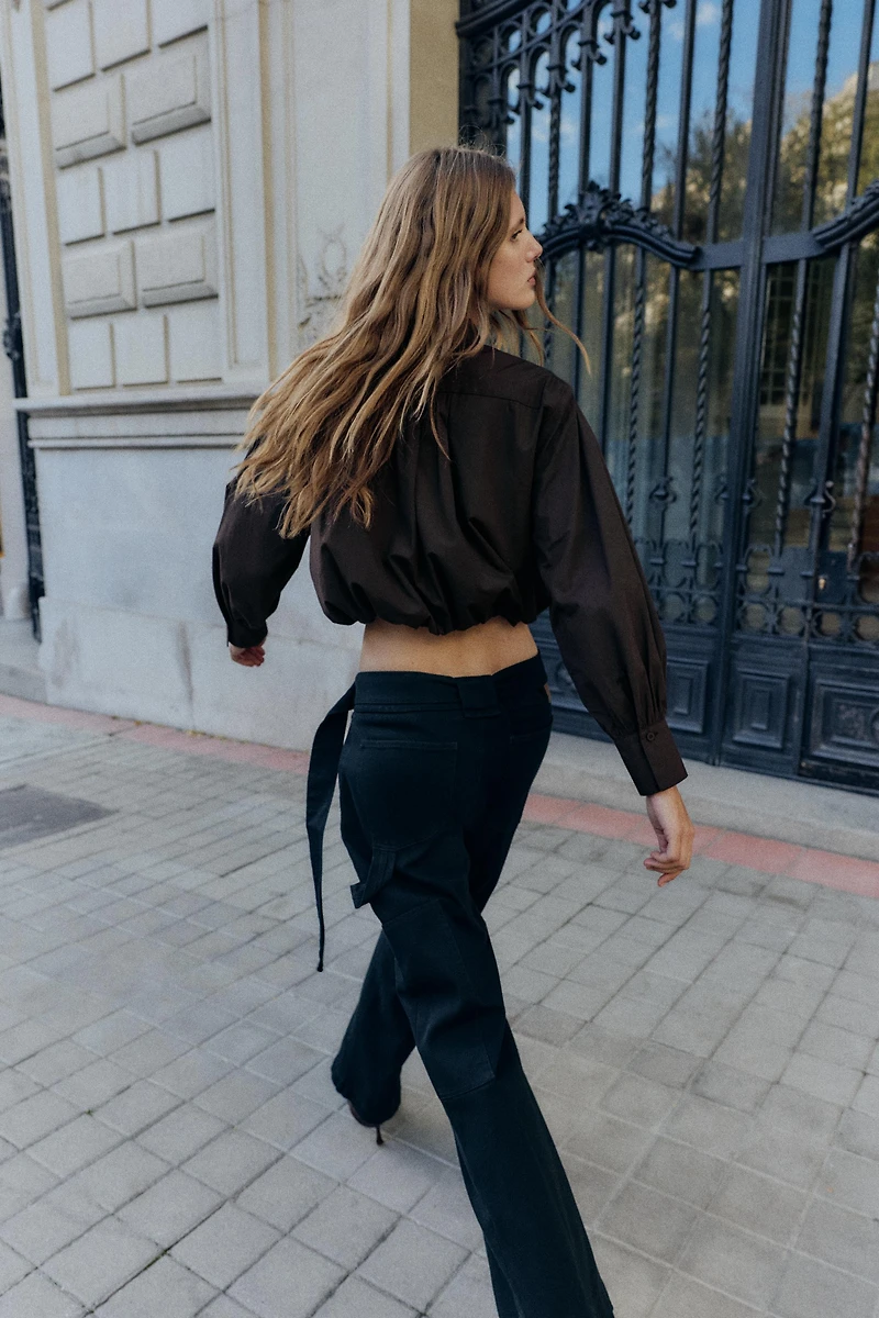 CROPPED POPLIN BALLOON SHIRT