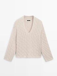 Cotton blend knit sweater with knot details