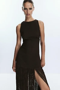 FRINGED FITTED DRESS