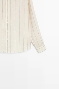 100% linen regular fit striped shirt