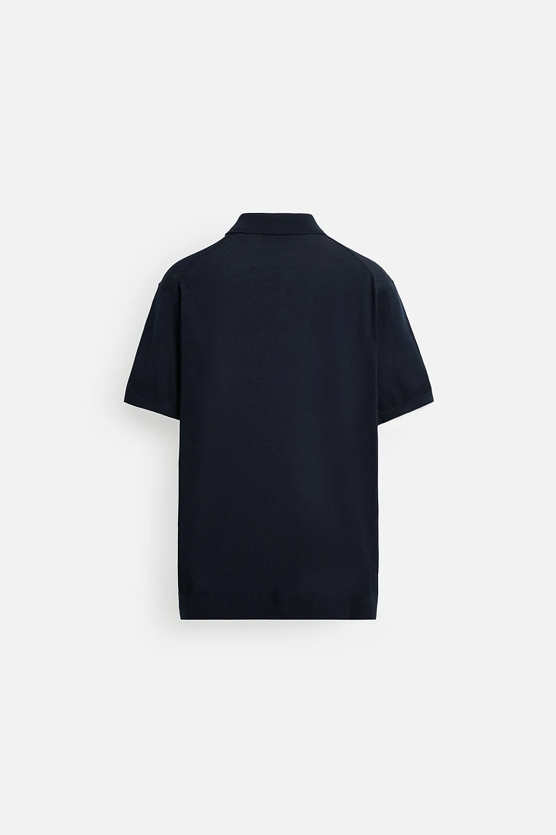 COTTON - SILK BLEND KNIT POLO