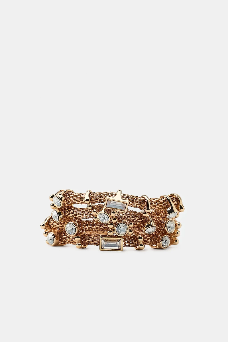 2-PACK JEWELED MESH BRACELETS