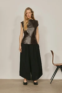 Nappa leather top with asymmetric neckline - LIMITED EDITION