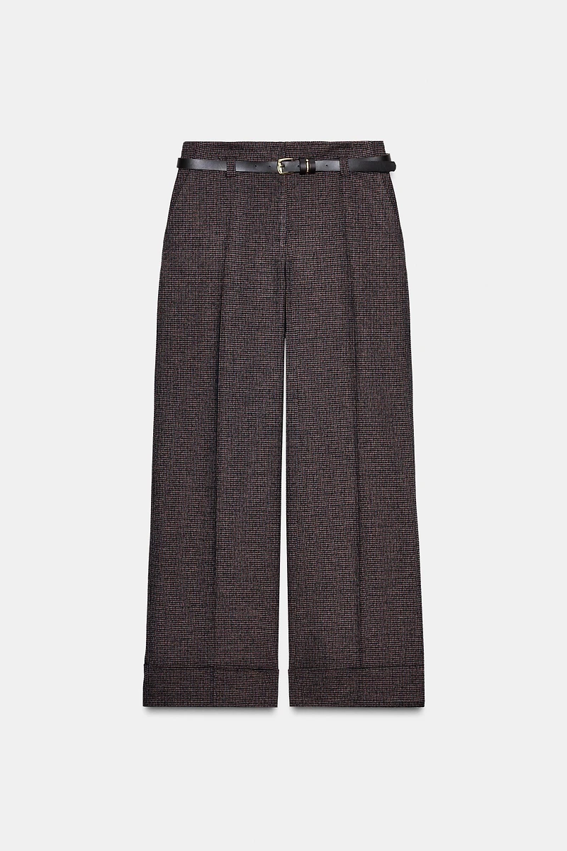 HOUNDSTOOTH BELTED PANTS
