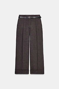HOUNDSTOOTH BELTED PANTS