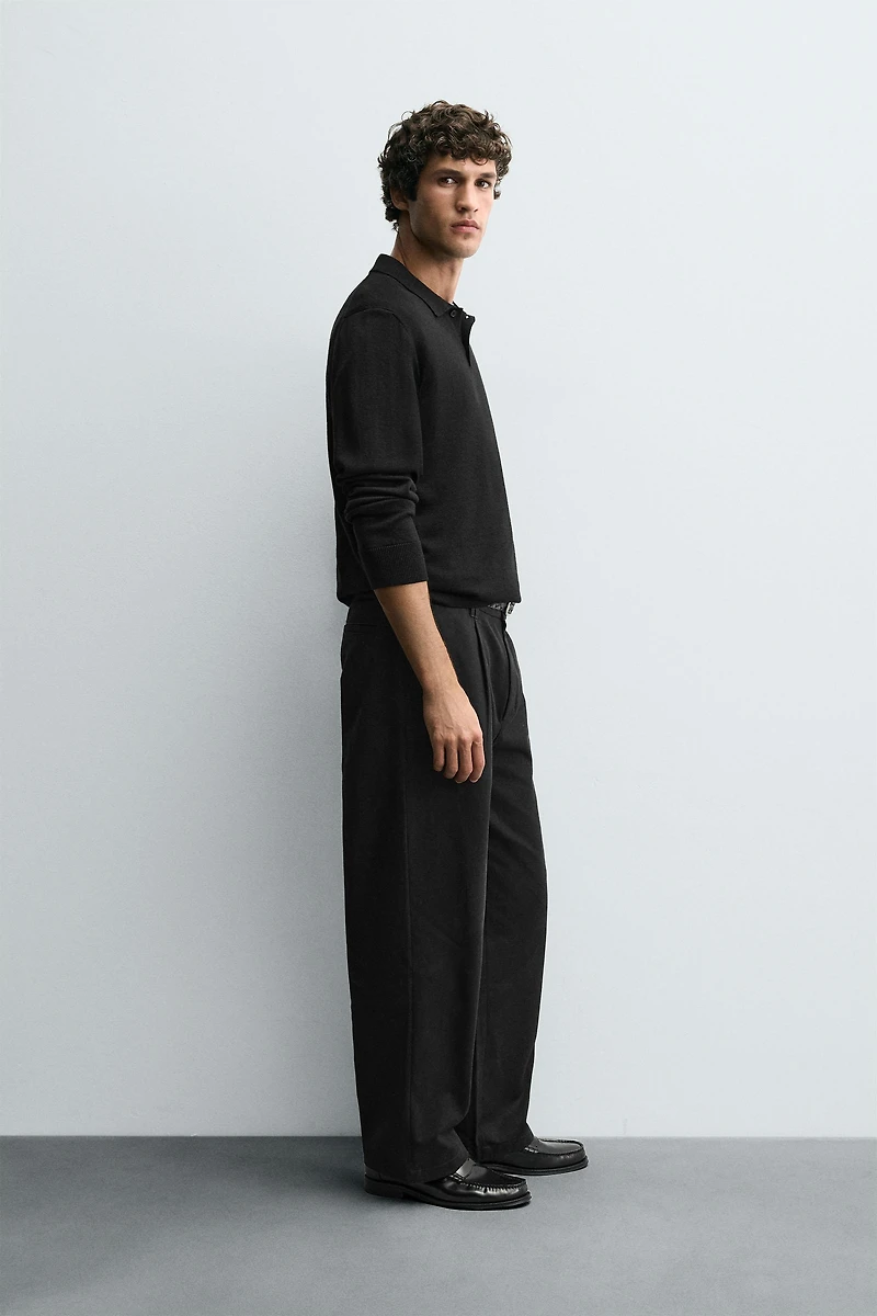 COTTON - LYOCELL PLEATED PANTS