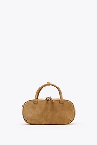 MINI SAC EN CROÛTE DE CUIR À DOUBLE ANSE