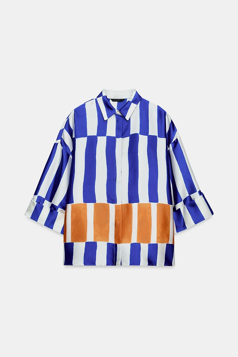 OVERSIZED SATIN-STRIPED SHIRT