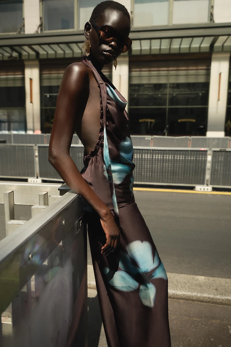 FLORAL PRINT SATIN PANTS