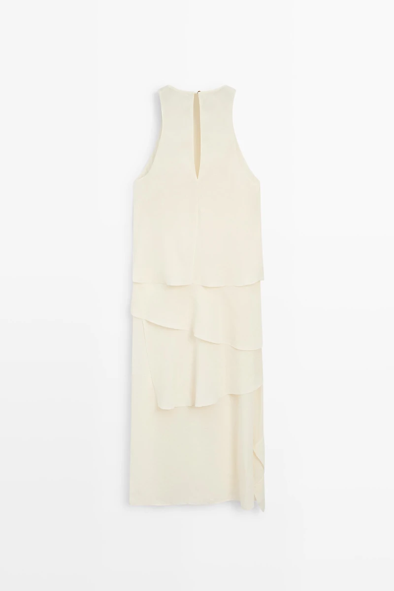 Robe midi fluide à volants